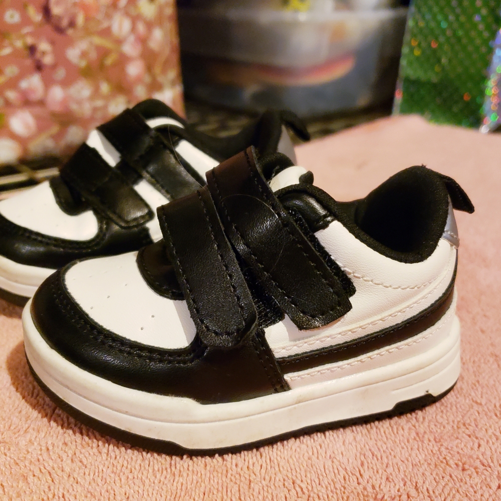 Kids Black and White Velcro Sneakers